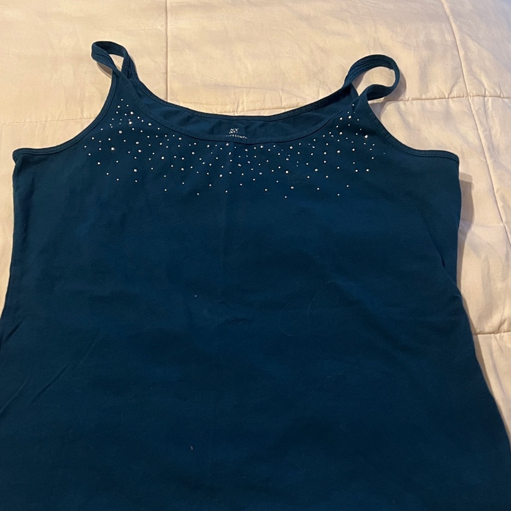 New York & Company Navy Camisole with Stud Accents
